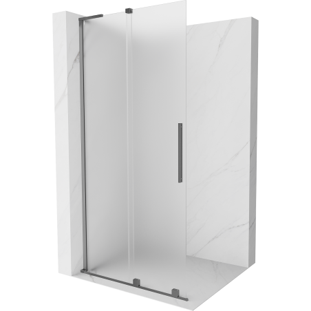 Mexen Velar L posuvná sprchová stěna Walk-in 120 x 200 cm, matné sklo 8 mm, gun metal - 871-120-003-33-95