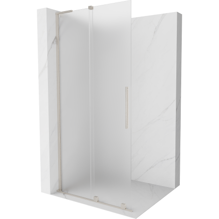 Mexen Velar L sprchová stěna posuvná Walk-in 100 x 200 cm, matné sklo 8 mm, kartáčovaný nikl - 871-100-003-33-97