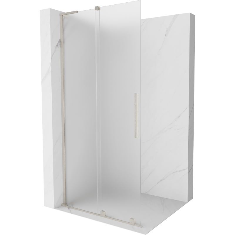 Mexen Velar L Posuvná sprchová stěna Walk-in 120 x 200 cm, matné sklo 8 mm, kartáčovaný nikl - 871-120-003-33-97