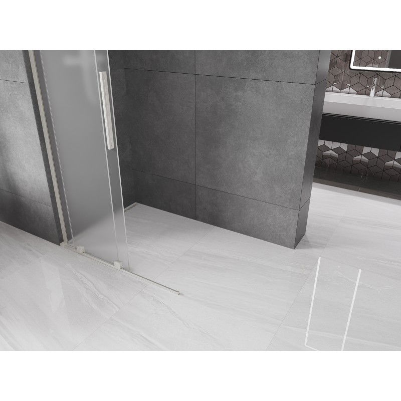 Mexen Velar L Posuvná sprchová stěna Walk-in 120 x 200 cm, matné sklo 8 mm, kartáčovaný nikl - 871-120-003-33-97