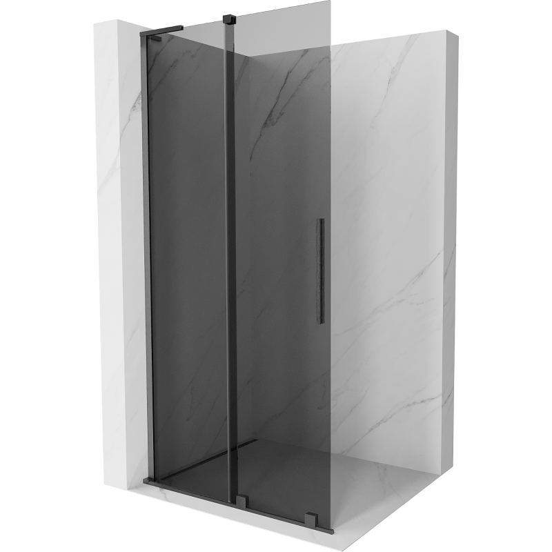 Mexen Velar L posuvná sprchová stěna Walk-in 120 x 200 cm, grafit 8 mm, kartáčovaný gun gray - 871-120-003-43-66