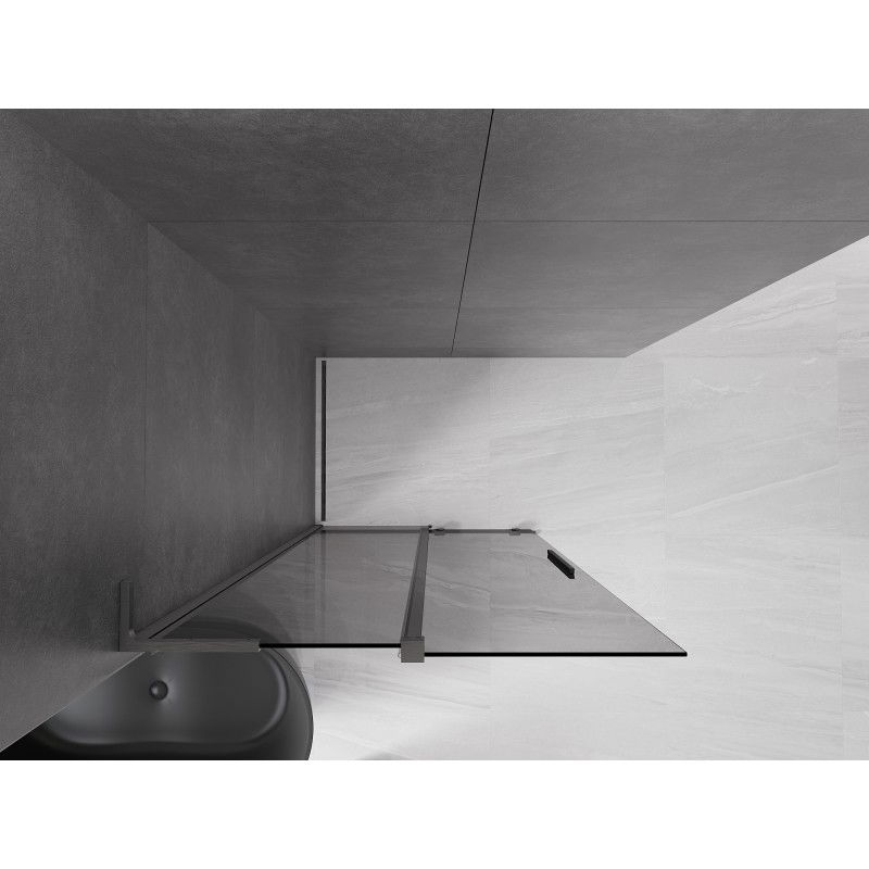 Mexen Velar L posuvná sprchová stěna Walk-in 90 x 200 cm, grafit 8 mm, kartáčovaná gun gray - 871-090-003-43-66