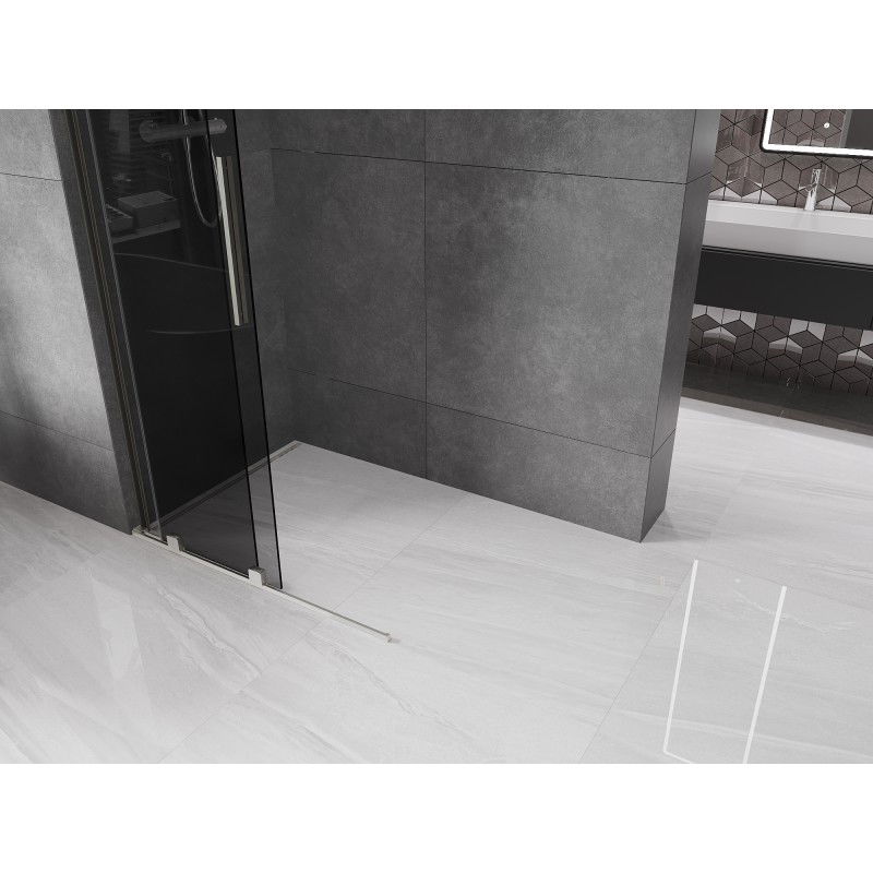 Mexen Velar L sprchová zástěna posuvná Walk-in 120 x 200 cm, grafitové 8 mm, broušený nikl - 871-120-003-43-97