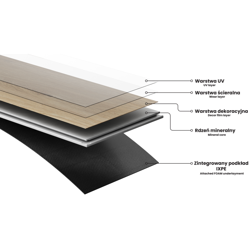 Mexen Concord vzorek vinylových panelů SPC 6,5 mm, podklad IXPE 1,5 mm, 4 V-drážka, Dub - F1056-S