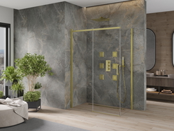 Mexen Omega posuvná sprchová kabina 130 x 70 cm, transparentní, zlatá - 825-130-070-50-00