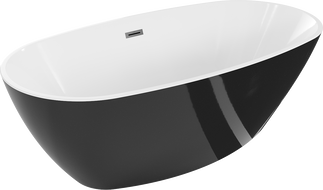Mexen Eris volně stojící vana 180 x 95 cm, bílá/černá, přepad gun metal - 53441809575-95