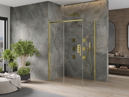 Mexen Omega zasouvací sprchový kout 140 x 90 cm, transparentní, zlatý - 825-140-090-50-00