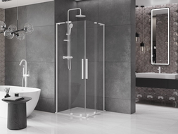 Mexen Velar L Duo posuvná sprchová kabina 90 x 90 cm, transparentní, bílá - 871-090-090-02-03-20