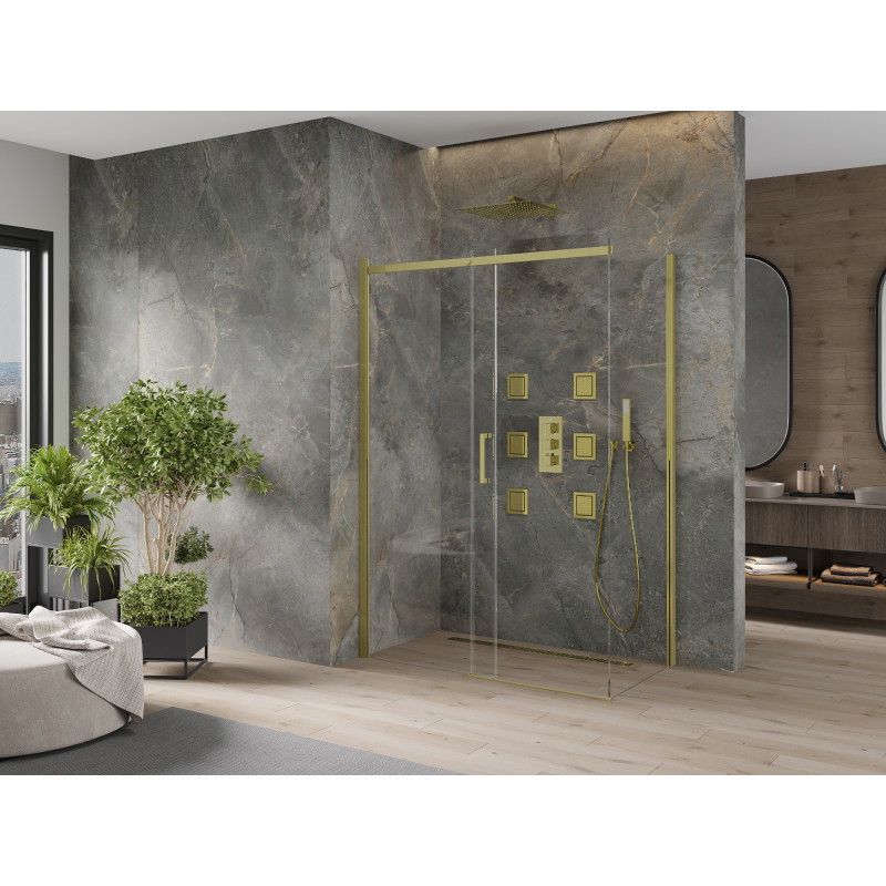 Mexen Omega posuvný sprchový kout 140 x 80 cm, průhledný, zlatý - 825-140-080-50-00