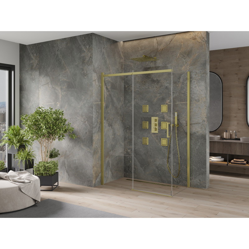 Mexen Omega posuvný sprchový kout 140 x 80 cm, průhledný, zlatý - 825-140-080-50-00