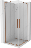 Mexen Velar L Duo posuvná sprchová kabina 100 x 100 cm, transparentní, kartáčovaná měď - 871-100-100-02-03-65