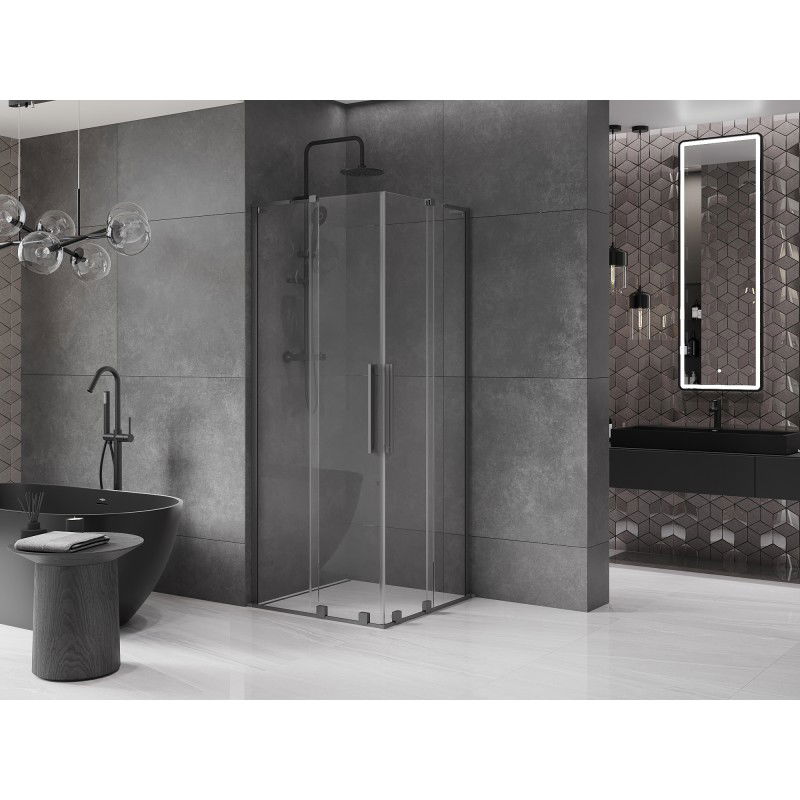 Mexen Velar L Duo posuvná sprchová kabina 90 x 90 cm, transparentní, gun metal - 871-090-090-02-03-95