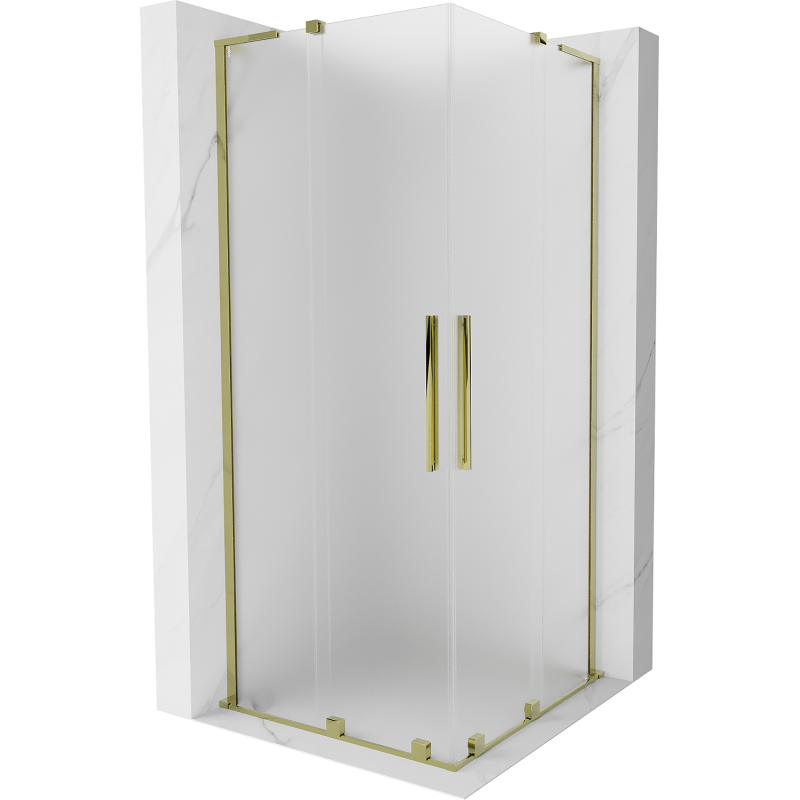 Mexen Velar L Duo posuvná sprchová kabina 90 x 90 cm, mrazivá, zlatá - 871-090-090-02-33-50