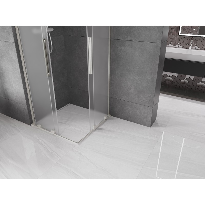 Mexen Velar L Duo posuvná sprchová kabina 80 x 80 cm, mat, broušený nikl - 871-080-080-02-33-97