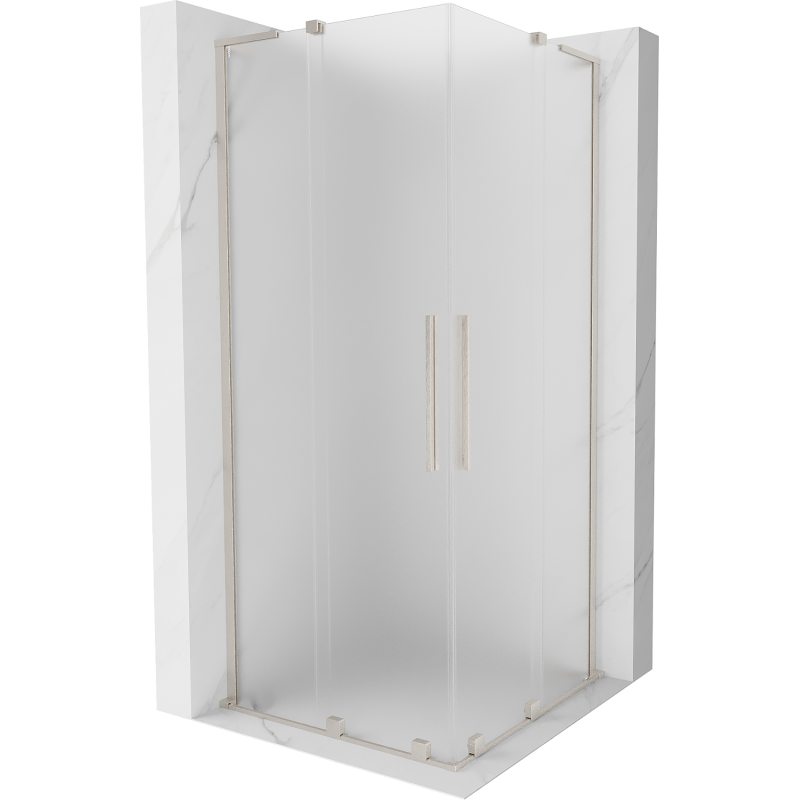 Mexen Velar L Duo sprchová kabina posuvná 100 x 100 cm, matná, kartáčovaný nikl - 871-100-100-02-33-97