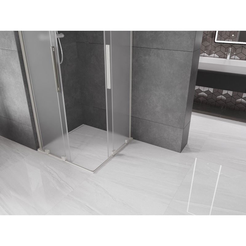 Mexen Velar L Duo sprchová kabina posuvná 100 x 100 cm, matná, kartáčovaný nikl - 871-100-100-02-33-97