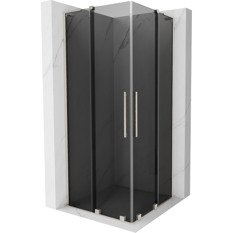 Mexen Velar L Duo sprchový kout posuvný 80 x 80 cm, grafit, kartáčovaný nikl - 871-080-080-02-43-97