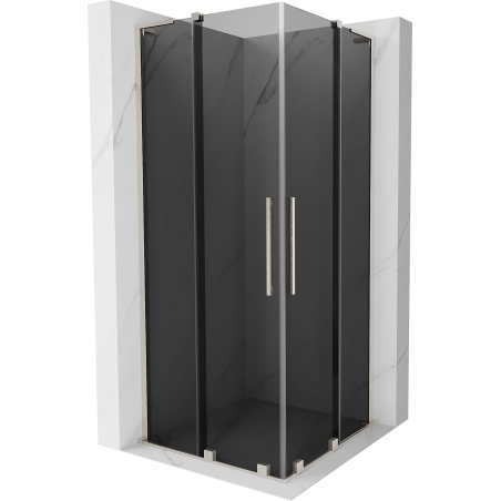 Mexen Velar L Duo posuvná sprchová kabina 90 x 90 cm, grafit, kartáčovaný nikl - 871-090-090-02-43-97