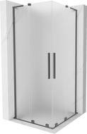 Mexen Velar L Duo sprchový kout posuvný 100 x 100 cm, mléčné sklo, gun metal - 871-100-100-02-33-95