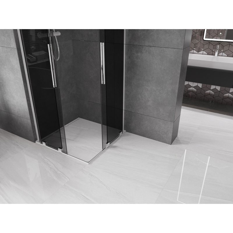 Mexen Velar L Duo posuvná sprchová kabina 80 x 80 cm, grafit, chrom - 871-080-080-02-43-01