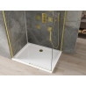 Mexen Omega posuvný sprchový kout 100 x 90 cm, transparentní, zlatý + vanička Flat - 825-100-090-50-00-4010