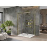 Mexen Omega posuvný sprchový kout 100 x 90 cm, transparentní, zlatý + vanička Flat - 825-100-090-50-00-4010