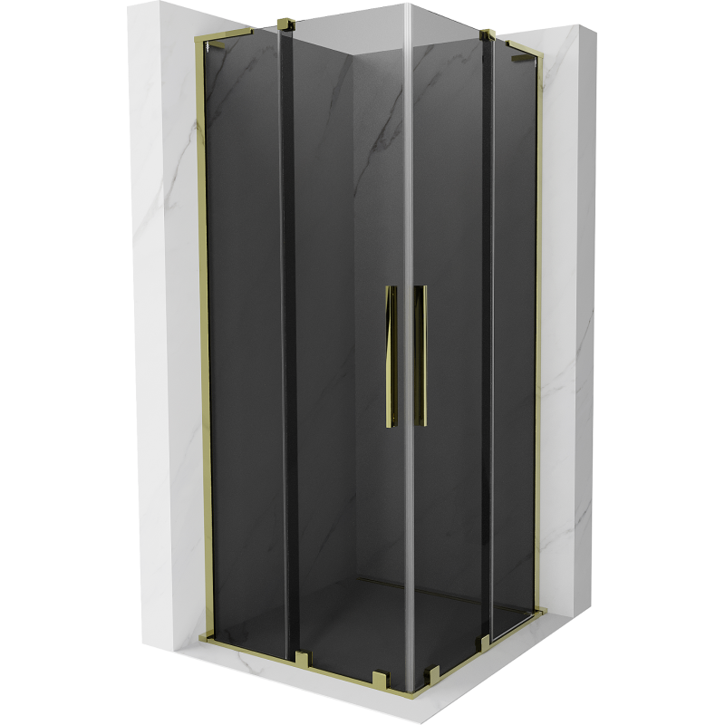 Mexen Velar L Duo posuvná sprchová kabina 80 x 80 cm, grafitová, zlatá - 871-080-080-02-43-50