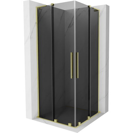 Mexen Velar L Duo sprchový kout posuvný 80 x 80 cm, grafit, zlatý kartáčovaný - 871-080-080-02-43-55