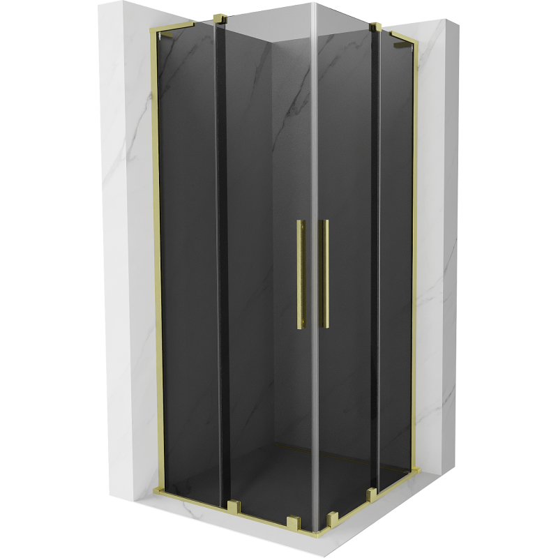 Mexen Velar L Duo sprchová kabina posuvná 100 x 100 cm, grafitová, zlatá kartáčovaná - 871-100-100-02-43-55