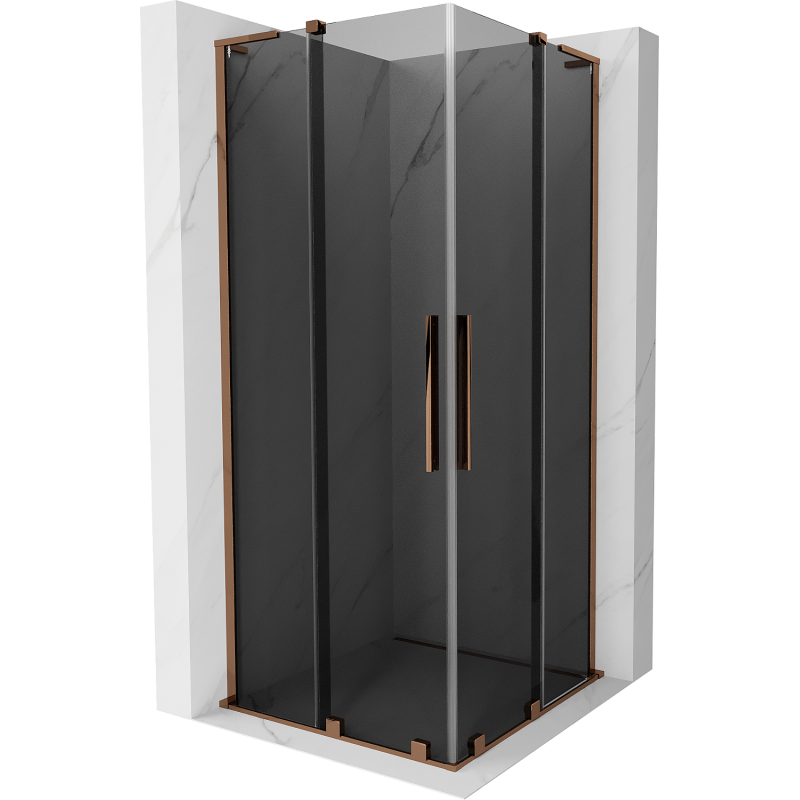 Mexen Velar L Duo sprchová kabina posuvná 80 x 80 cm, grafitová, růžové zlato - 871-080-080-02-43-60