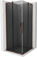 Mexen Velar L Duo posuvná sprchová kabina 90 x 90 cm, grafitová, růžové zlato - 871-090-090-02-43-60