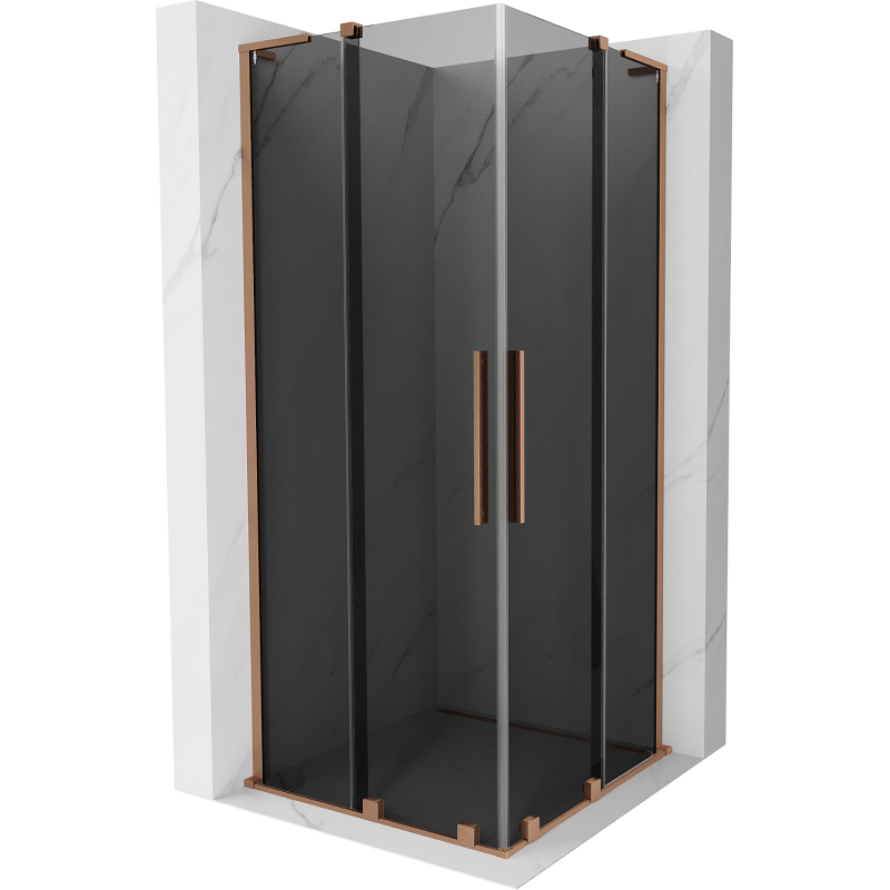 Mexen Velar L Duo sprchová zástěna posuvná 90 x 90 cm, grafit, kartáčovaná měď - 871-090-090-02-43-65
