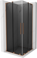 Mexen Velar L Duo posuvná sprchová zástěna 100 x 100 cm, grafit, kartáčovaná měď - 871-100-100-02-43-65