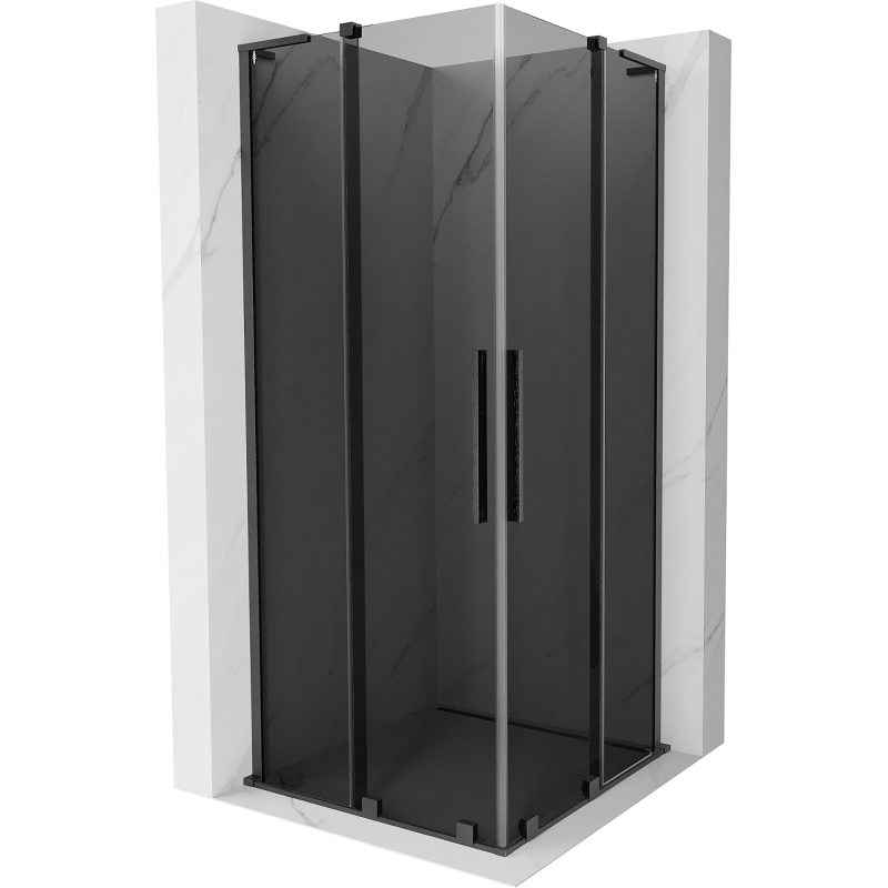 Mexen Velar L Duo posuvná sprchová kabina 80 x 80 cm, grafit, kartáčovaná gun gray - 871-080-080-02-43-66