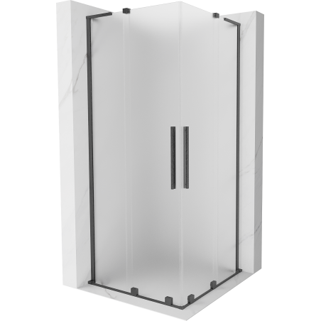 Mexen Velar L Duo posuvná sprchová kabina 90 x 90 cm, mat, kartáčovaná gun gray - 871-090-090-02-33-66