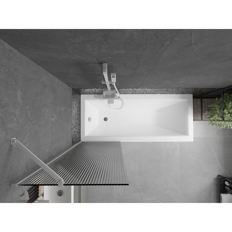 Mexen Next vanová zástěna 1-křídlová 60 x 150 cm, pruhy, bílá - 895-060-000-00-09-20