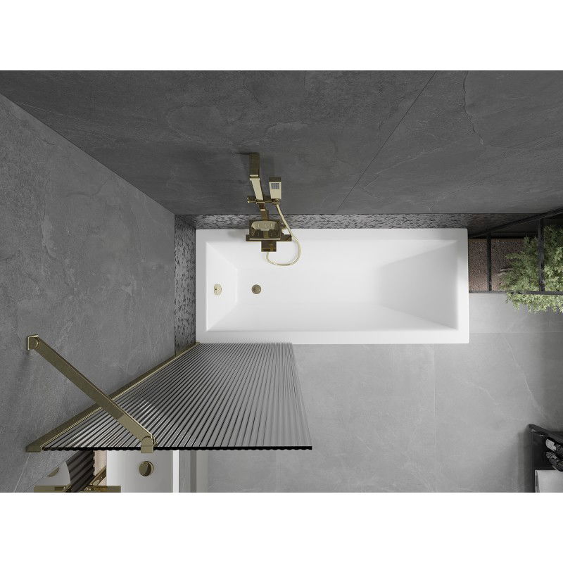 Mexen Next vanová zástěna 1-křídlová 60 x 150 cm, pruhovaná, zlatá - 895-060-000-00-09-50