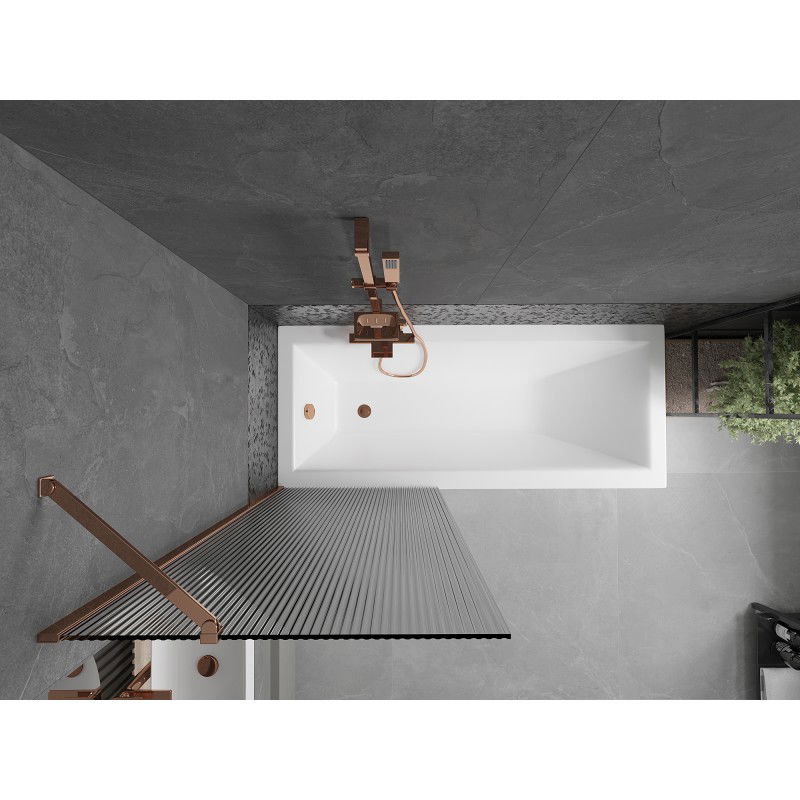 Mexen Next vanová zástěna 1-křídlová 70 x 150 cm, proužkovaná, růžové zlato - 895-070-000-00-09-60