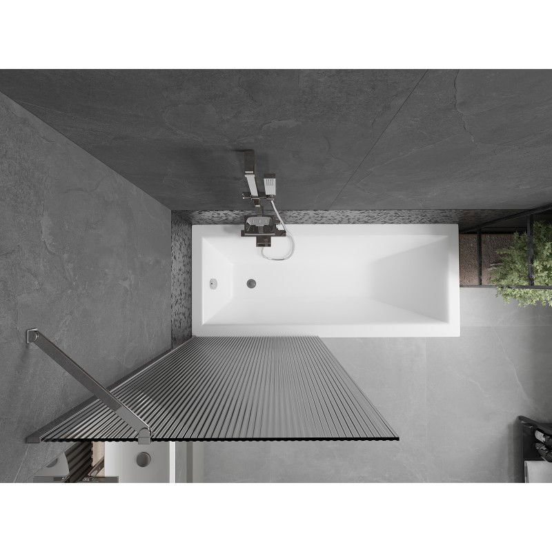 Mexen Next zástěna na vanu 1-křídlová 80 x 150 cm, proužky, chrom - 895-080-000-00-09-01