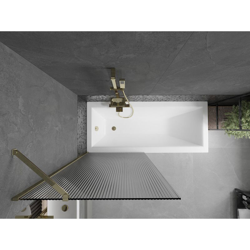 Mexen Next vanová zástěna jednokřídlá 80 x 150 cm, pruhovaná, zlatá - 895-080-000-00-09-50