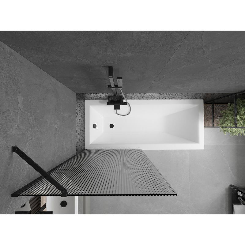 Mexen Next vanová zástěna 1-křídlová 80 x 150 cm, proužkovaná, černá - 895-080-000-00-09-70