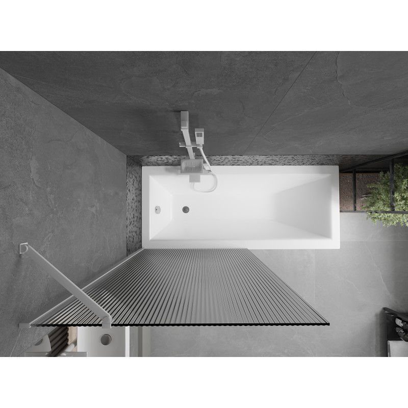 Mexen Next vanová zástěna 1-křídlová 90 x 150 cm, proužky, bílá - 895-090-000-00-09-20