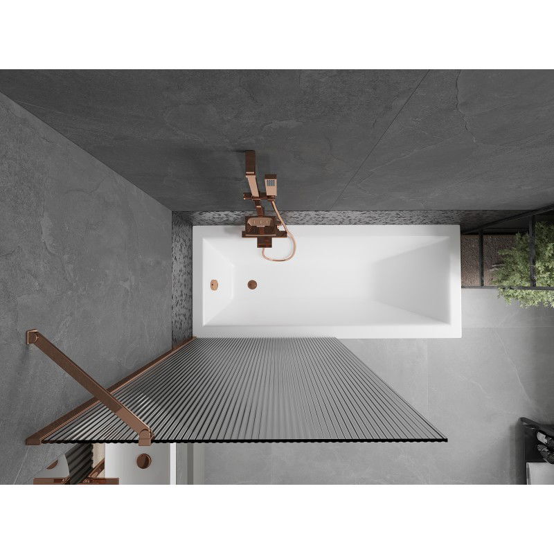 Mexen Next vanová zástěna 1-křídlová 90 x 150 cm, proužky, růžové zlato - 895-090-000-00-09-60