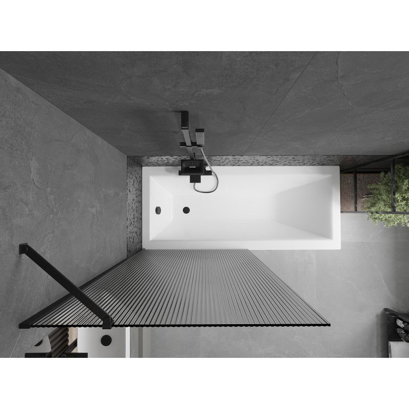 Mexen Next vanová zástěna jednokřídlá 90 x 150 cm, proužky, černá - 895-090-000-00-09-70