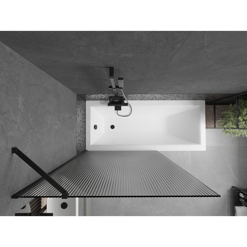 Mexen Next vanová zástěna 1-dílná 100 x 150 cm, pruhy, černá - 895-100-000-00-09-70