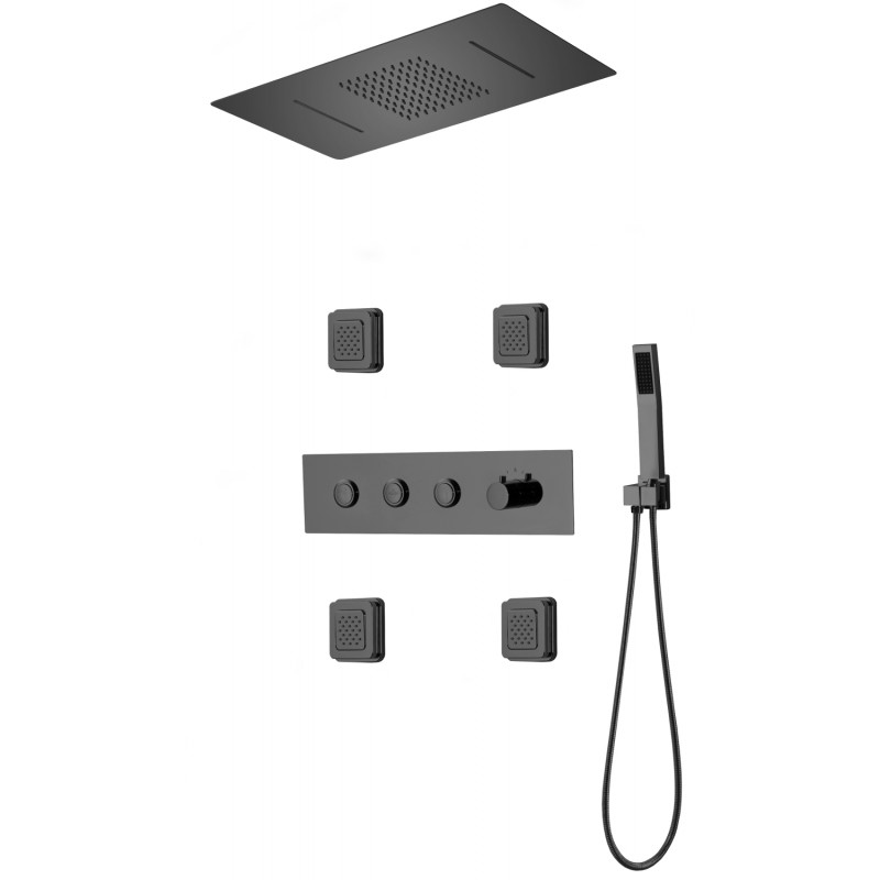 Mexen Soler podomítková sprchová sada, černá - 7601-04-70