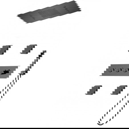 Mexen Soler podomítková sprchová sada, černá - 7601-04-70