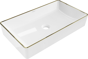 Mexen Nadia umyvadlo na desku 62 x 35 cm, bílá/zlatý okraj - 21616005