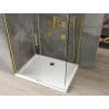 Mexen Omega sprchový kout posuvný 130 x 90 cm, transparentní, zlatý + vanička Flat - 825-130-090-50-00-4010
