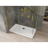 Mexen Omega posuvný sprchový kout 140 x 80 cm, transparentní, zlatý + vanička Flat - 825-140-080-50-00-4010